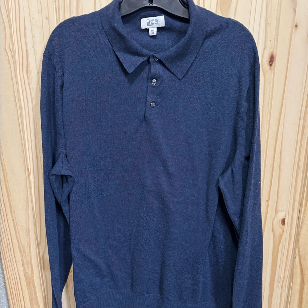 Men’s XXL Croft & Barrow Navy Blue Long Sleeve Polo